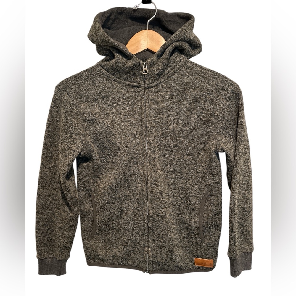 Quiksilver Sweater Youth Gray Full Zip Hoodie Fleece Pocket Surfwear Boy SIZE 10